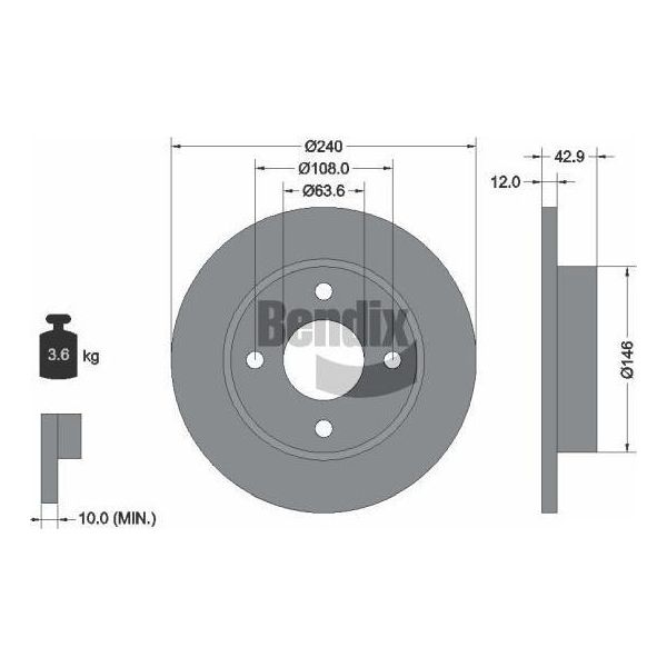 Bendix Braking BDS1191 Disco Freno Oe 1006505 Compatibile Con Fiesta, Ka-image