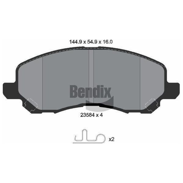 Bendix Braking BPD1505 Set Di Pastiglie Freno, Freno A Disco Oe 05191231AA Compatibile Con Sebring, Compass, Flavia-image