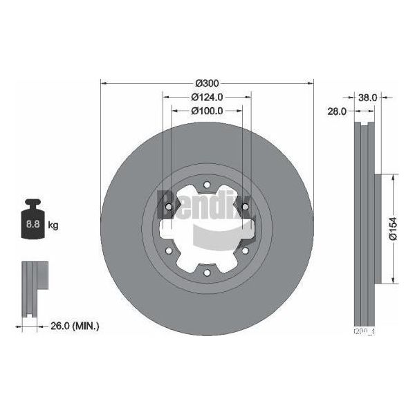 Bendix Braking BDS2060 Disco Freno Oe 402061W600 Compatibile Con Navara, NP300, Pathfinder, Pick-Up-image