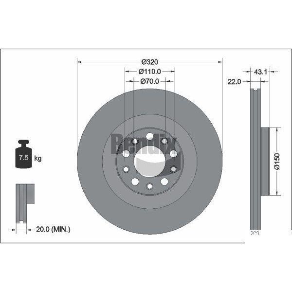 Bendix Braking BDS2291 Disco Freno Oe 50546509 Compatibile Con Giulia-image