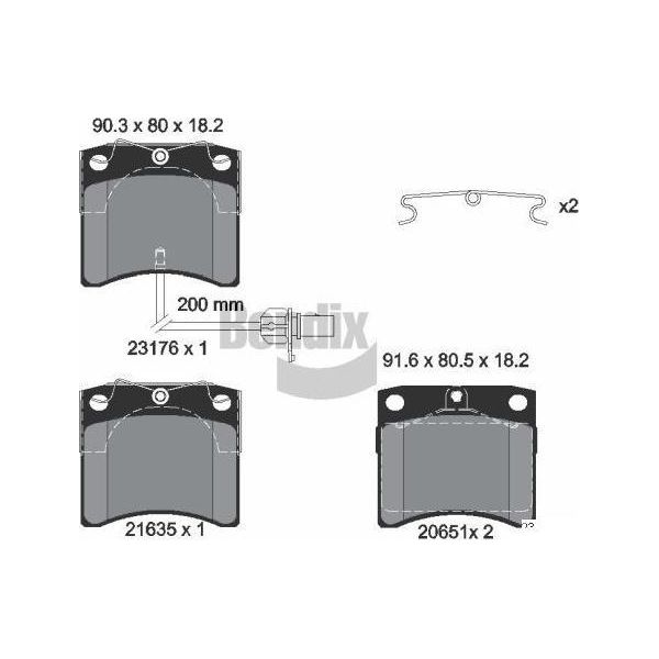 Bendix Braking BPD1937 Set Di Pastiglie Freno, Freno A Disco Oe 7D0698151C Compatibile Con California T4, Transporter Iv-image