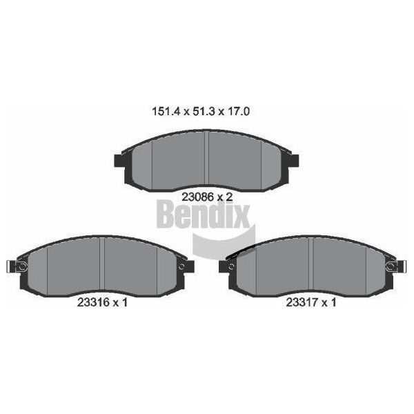 Bendix Braking BPD1914 Set Di Pastiglie Freno, Freno A Disco Oe 4106038U90 Compatibile Con Cefiro, Maxima-image