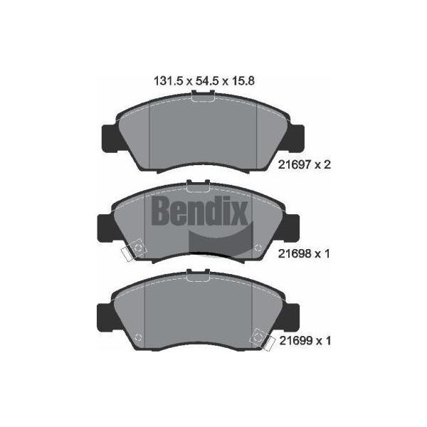Bendix Braking BPD1327 Set Di Pastiglie Freno, Freno A Disco Oe 06450S2G000 Compatibile Con Capa, City, Civic, Jazz, Logo-image
