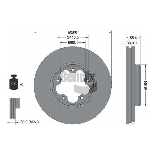 Bendix Braking BDS2237 Disco Freno Oe 2221678 Compatibile Con Tourneo, Transit-image