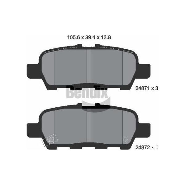 Bendix Braking BPD2204 Set Pastiglie Freno, Freno A Disco Oe D40604BA0B Compatibile Con Murano, Pathfinder, Teana Ii-image