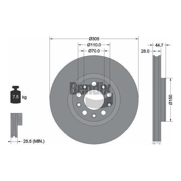 Bendix Braking BDS2257HC Disco Freno Oe 50532930 Compatibile Con Giulia-image