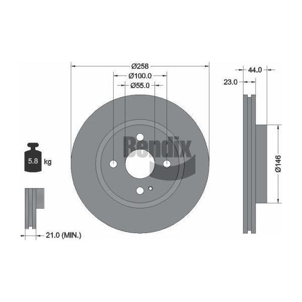 Bendix Braking BDS1327 Disco Freno Oe DG8033251 Compatibile Con Fiesta, 2-image