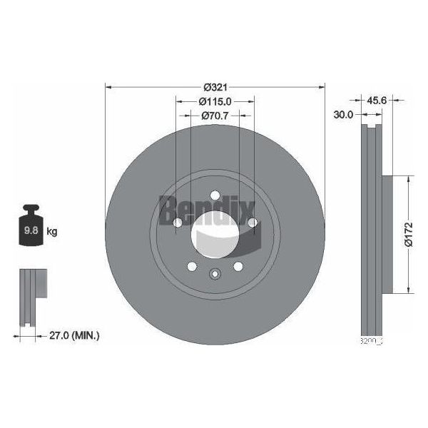Bendix Braking BDS1299HC Disco Freno Oe 13585826 Compatibile Con Astra J, Cascada, Zafira-image