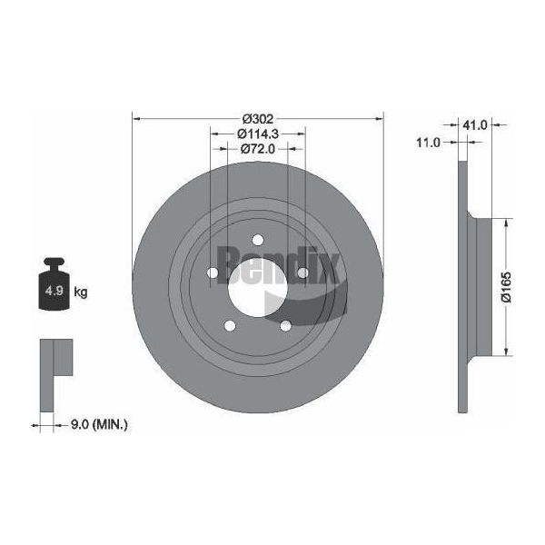 Bendix Braking BDS1708 Disco Freno Oe C23Y26251A Compatibile Con 5-image