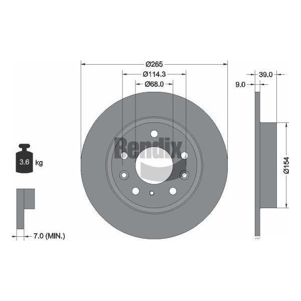 Bendix Braking BDS1618 Disco Freno Oe BDTS26251 Compatibile Con CX-30-image