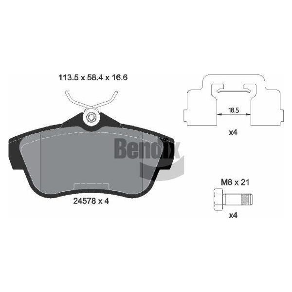 Bendix Braking BPD1099 Set Di Pastiglie Freno, Freno A Disco Oe 1611839580 Compatibile Con Jumpy, Scudo, Expert, Proace-image