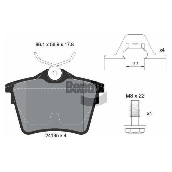 Bendix Braking BPD1152 Set Di Pastiglie Freno, Freno A Disco Oe 1617264780 Compatibile Con C5, 407, 607-image
