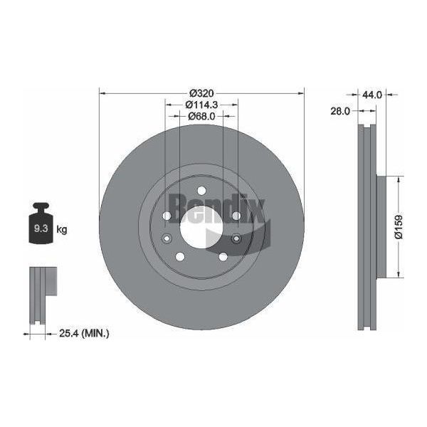 Bendix Braking BDS1186 Disco Freno Oe 402060003R Compatibile Con Clio, Espace, Scenic, Laguna, Latitude, Megane, Talisman-image