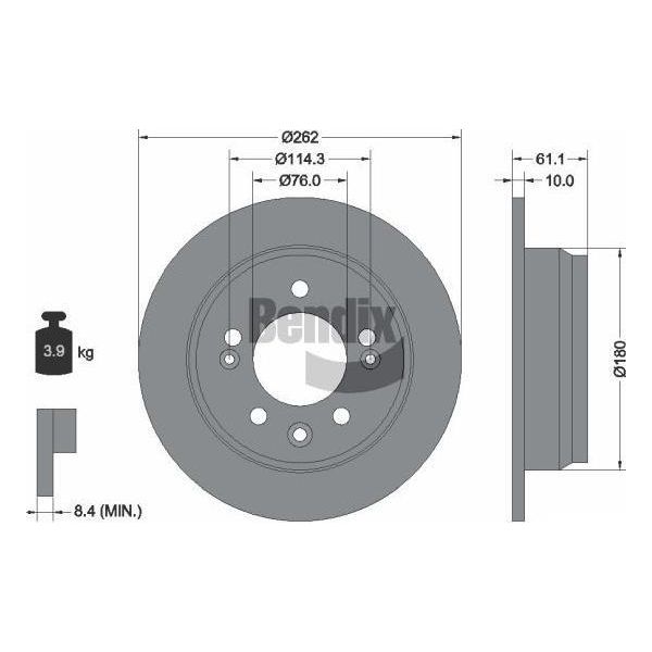 Bendix Braking BDS1111 Disco Freno Oe 584111H300 Compatibile Con I30, Ix35, Ceed, Proceed, Sportage-image