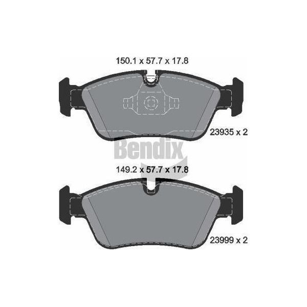 Bendix Braking BPD1307 Set Di Pastiglie Freno, Freno A Disco Oe 2288849 Compatibile Con Serie 1 E87, Serie 3 E90-image