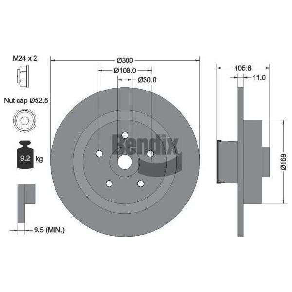 Bendix Braking BDS2023 Disco Freno Oe 8200471520 Compatibile Con Clio, Megane-image