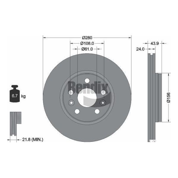 Bendix Braking BDS1018 Disco Freno Oe 4154200001 Compatibile Con Citan, NV250, Kangoo, Laguna, Safrane-image