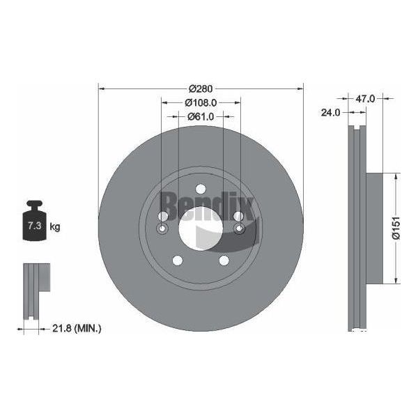 Bendix Braking BDS1431 Disco Freno Oe 7701206613 Compatibile Con Laguna-image