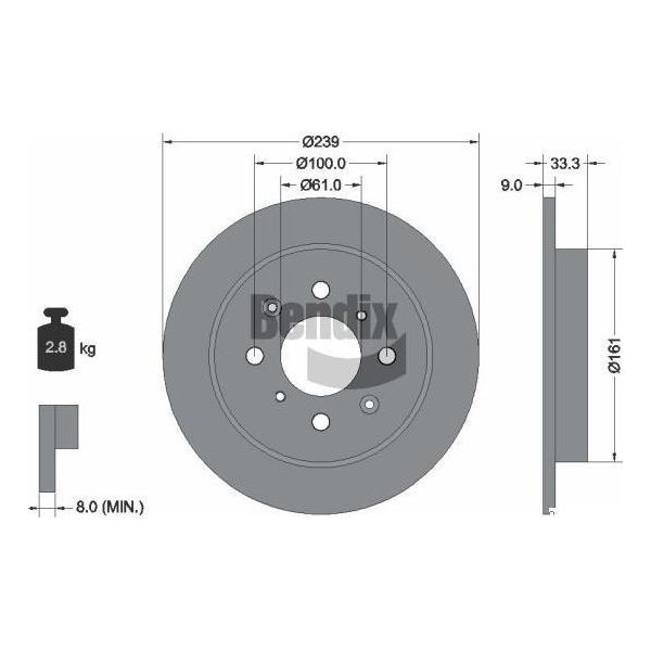 Bendix Braking BDS1482 Disco Freno Oe 42510TF0000 Compatibile Con Jazz-image