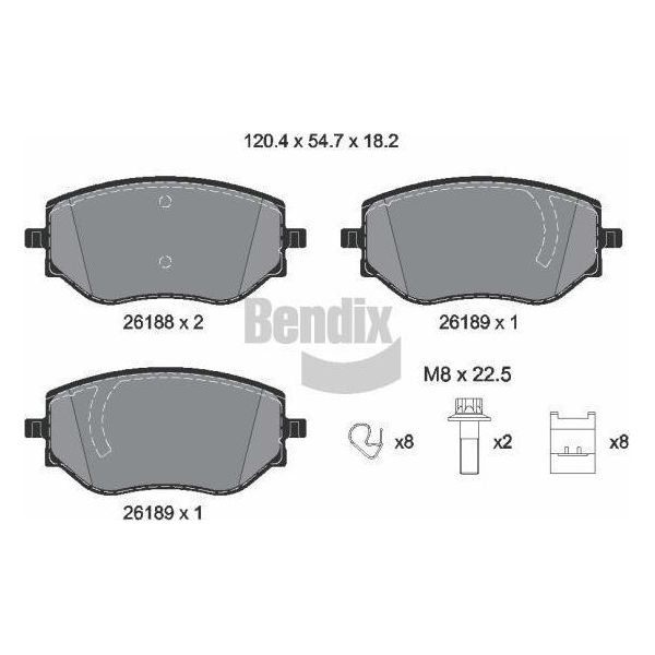 Bendix Braking BPD2420 Set Di Pastiglie Freno, Freno A Disco Oe D106000Q1J Compatibile Con Micra, Clio-image