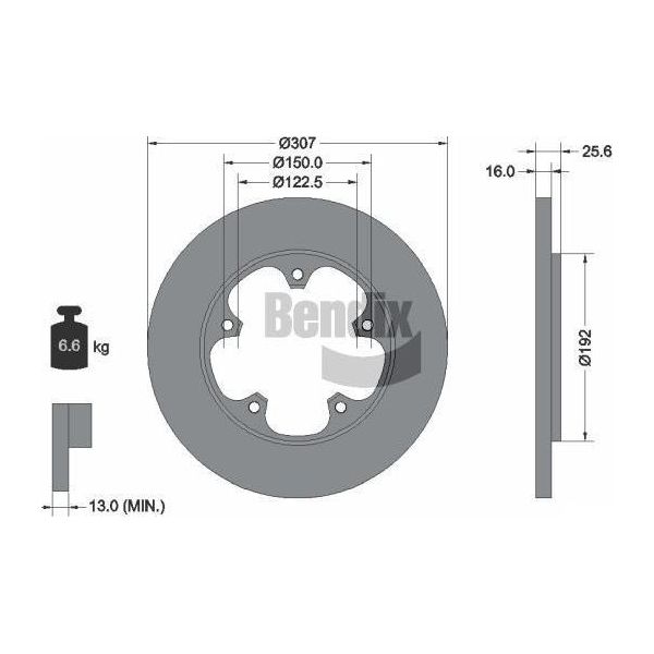 Bendix Braking BDS1731 Disco Freno Oe 1815599 Compatibile Con Transit-image