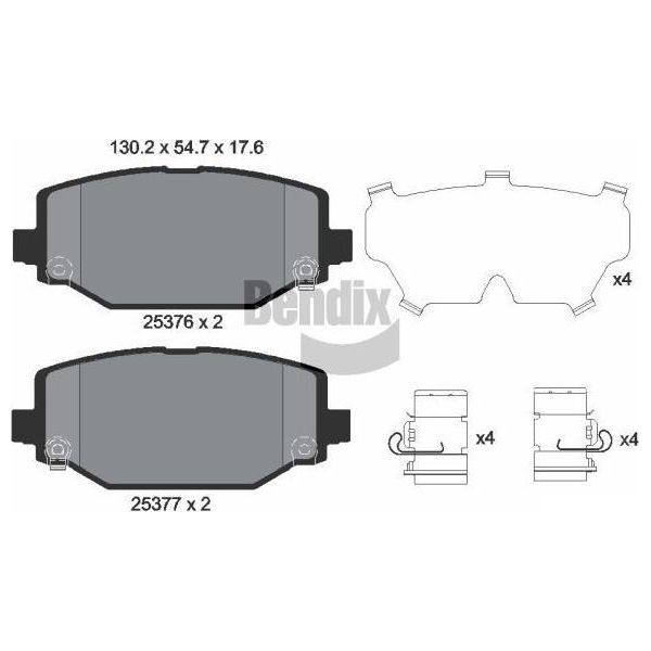 Bendix Braking BPD2243 Set Di Pastiglie Freno, Freno A Disco Oe 7B0698451B Compatibile Con Voyager, Freemont, Routan-image
