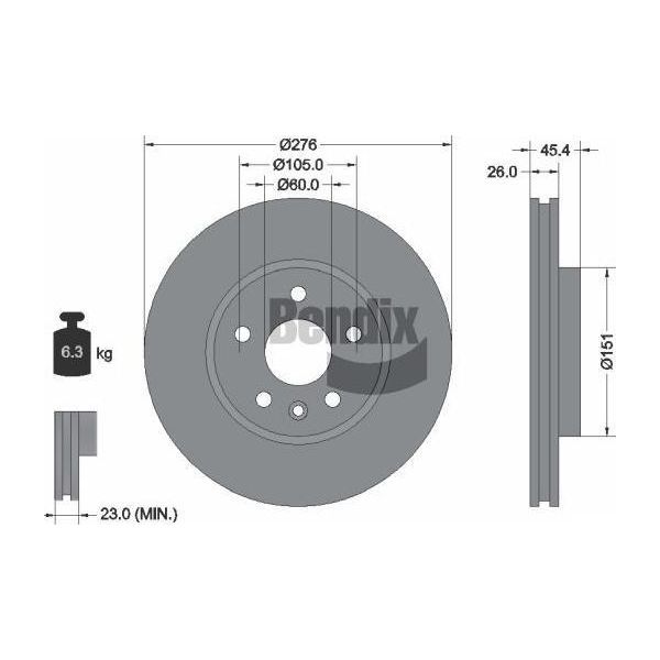 Bendix Braking BDS1256 Disco Freno Oe 13515905 Compatibile Con Astra K-image