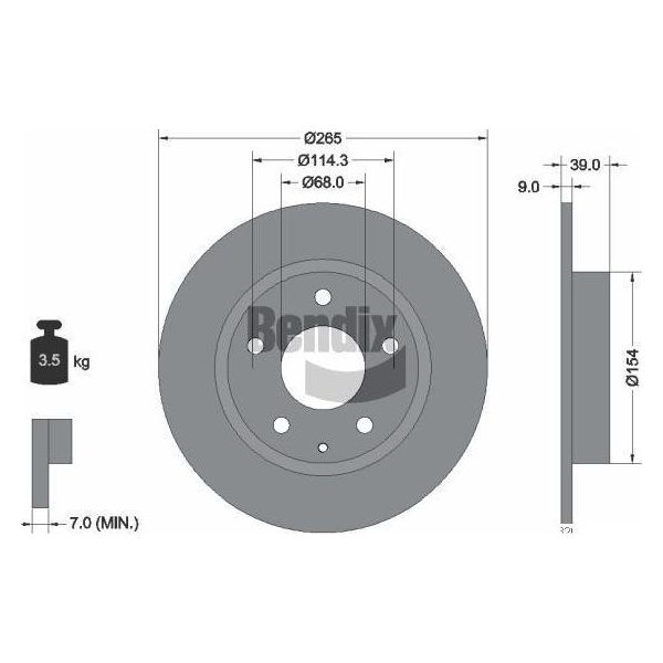 Bendix Braking BDS1735 Disco Freno Oe B45G26251A Compatibile Con 3, CX-3, CX-30-image