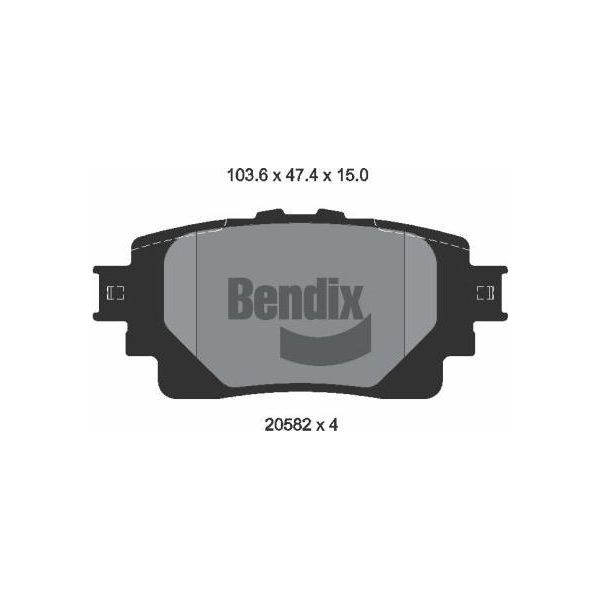 Bendix Braking BPD2465 Set Di Pastiglie Freno, Freno A Disco Oe T04466F402 Compatibile Con Highlander, Rav 4-image