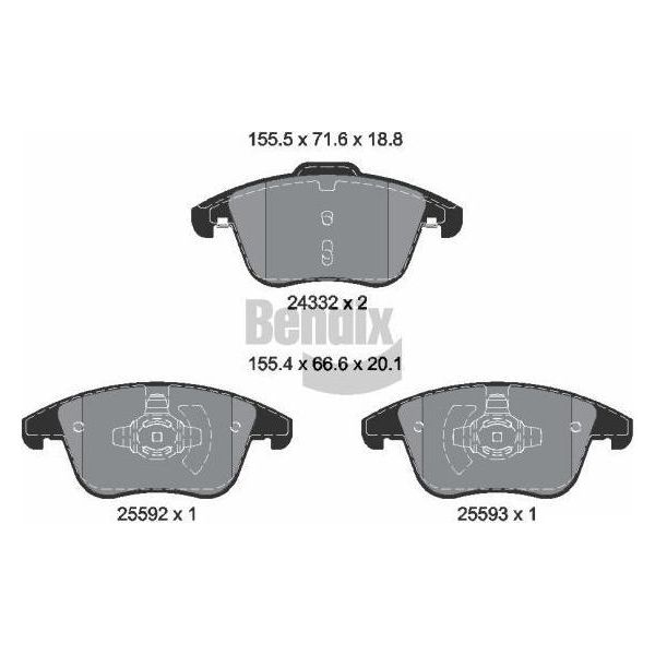 Bendix Braking BPD1633 Set Di Pastiglie Freno, Freno A Disco Oe 2110592 Compatibile Con Mondeo-image