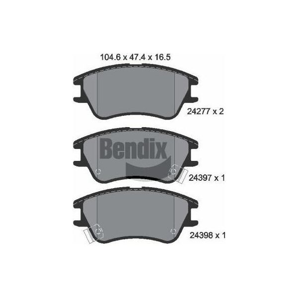 Bendix Braking BPD2119 Set Di Pastiglie Freno, Freno A Disco Oe AC698281D Compatibile Con Atos-image