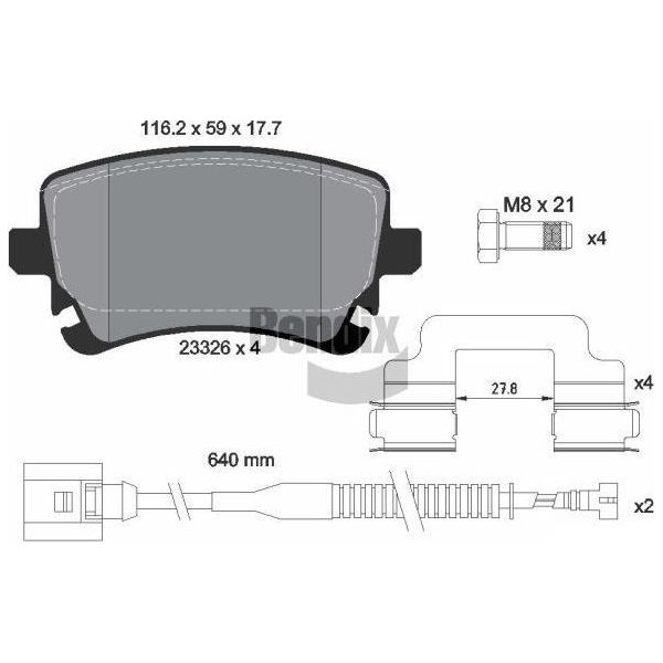 Bendix Braking BPD1566 Set Di Pastiglie Freno, Freno A Disco Oe 3D0698451 Compatibile Con Phaeton-image