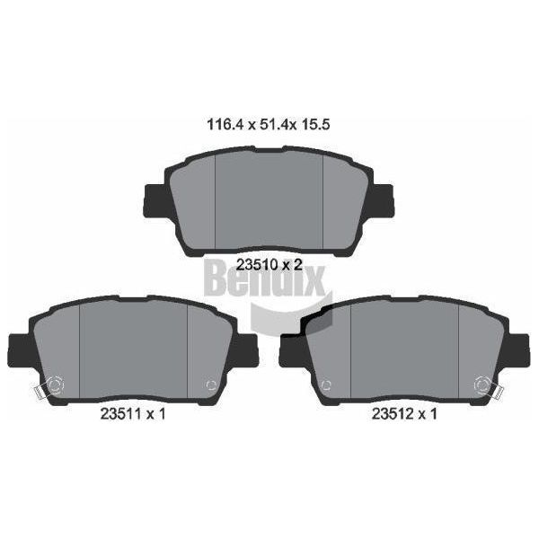 Bendix Braking BPD1423 Set Di Pastiglie Freno, Freno A Disco Oe 1037509300 Compatibile Con Celica, Corolla, Yaris-image