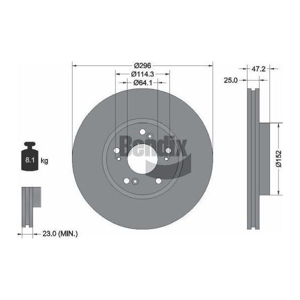 Bendix Braking BDS1828 Disco Freno Oe 45251TL1G00 Compatibile Con Accord-image