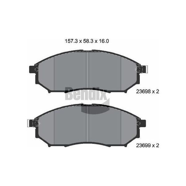Bendix Braking BPD1215 Set Di Pastiglie Freno, Freno A Disco Oe 41060AR090 Compatibile Con Murano, NP300, Pathfinder, Qashqai, Koleos-image