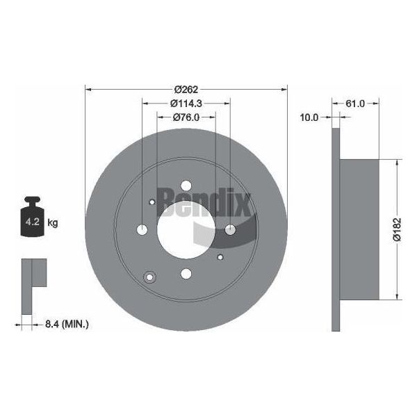 Bendix Braking BDS2020 Disco Freno Oe 5841138300 Compatibile Con Matrix, Sonata, Magentis-image