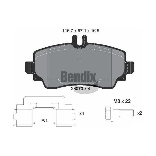 Bendix Braking BPD1300 Set Pastiglie Freno, Freno A Disco Oe 1684200120 Compatibile Con Classe A-image