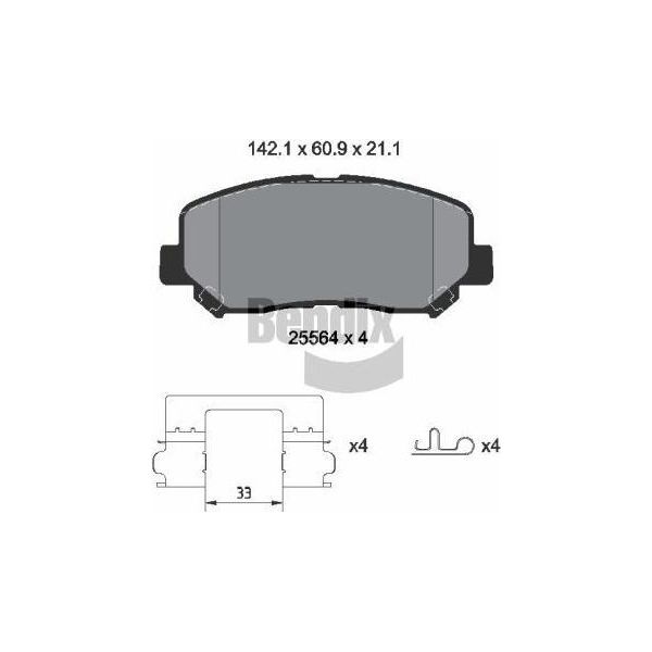 Bendix Braking BPD2337 Set Di Pastiglie Freno, Freno A Disco Oe 68225170AA Compatibile Con Cherokee-image