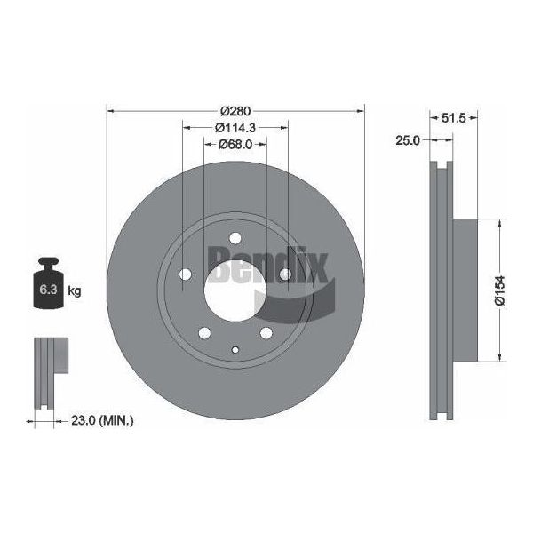 Bendix Braking BDS2076 Disco Freno Oe B45A33251A Compatibile Con 3, CX-3-image