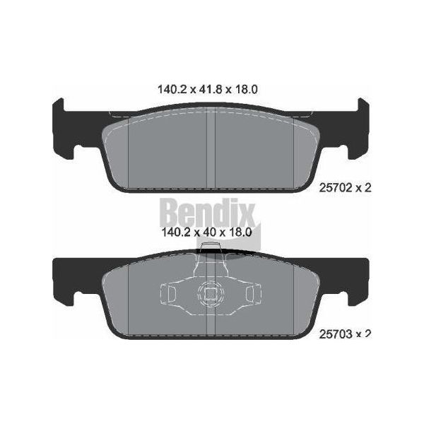 Bendix Braking BPD1010 Set Di Pastiglie Freno, Freno A Disco Oe 410605612R Compatibile Con Logan, Sandero, Clio, Thalia, Twingo, Forfour, Fortwo-image