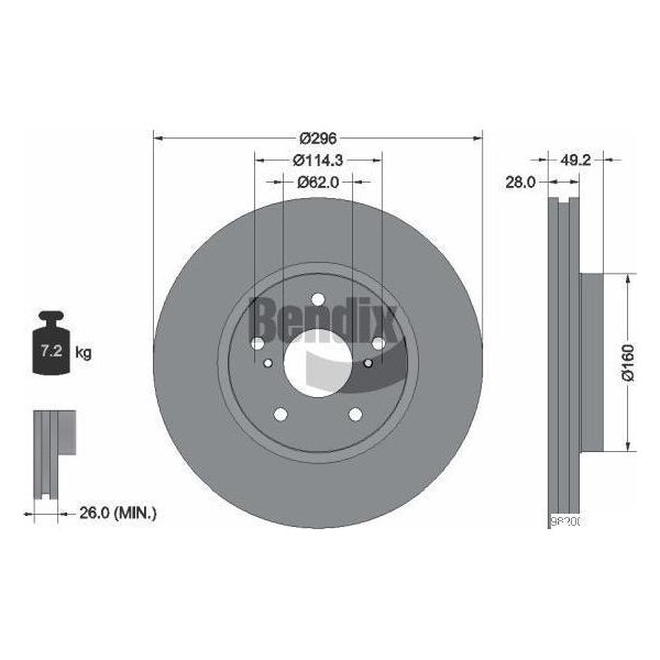 Bendix Braking BDS1693 Disco Freno Oe 4351230310 Compatibile Con Is, Mark-image