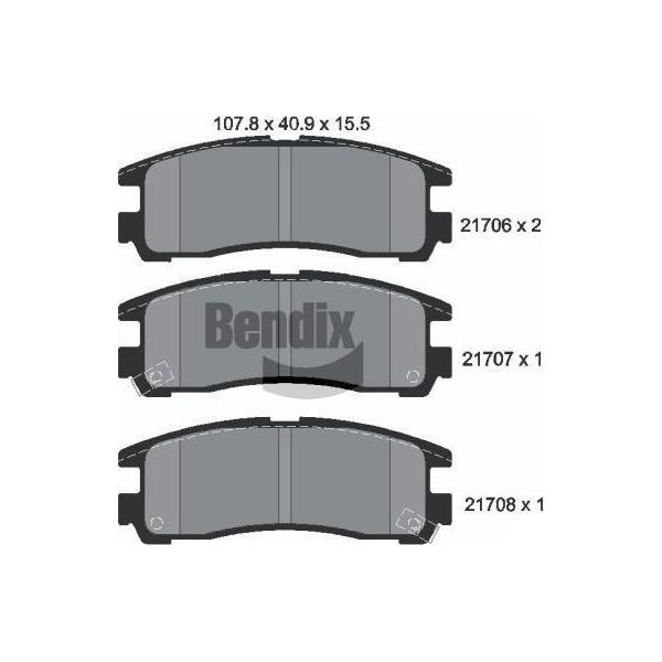 Bendix Braking BPD1835 Set Di Pastiglie Freno, Freno A Disco Oe 4605A237 Compatibile Con Sebring, Santamo, Eclipse, Galant, Pajero, Sigma, Space Runner, Space Wagon-image