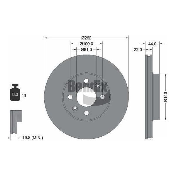 Bendix Braking BDS1353 Disco Freno Oe 7700802232 Compatibile Con Laguna, Megane, Safrane, Scenic-image