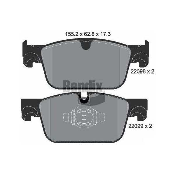 Bendix Braking BPD1873 Set Di Pastiglie Freno, Freno A Disco Oe 31423651 Compatibile Con S60, S90, V60, V90, XC60-image