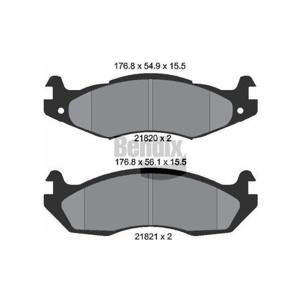 Bendix Braking BPD1848 Set Pastiglie Freno, Freno A Disco Oe 04638634 Compatibile Con Cherokee, Comanche-image