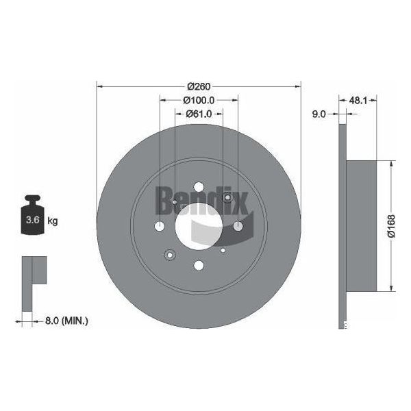 Bendix Braking BDS2153 Disco Freno Oe 42510S5A000 Compatibile Con Civic-image