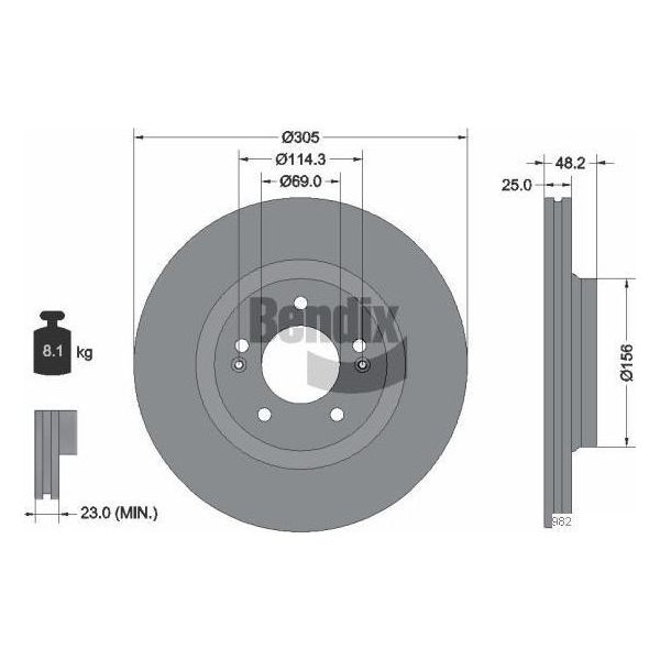 Bendix Braking BDS2272 Disco Freno Oe 51712L1000 Compatibile Con Sonata-image