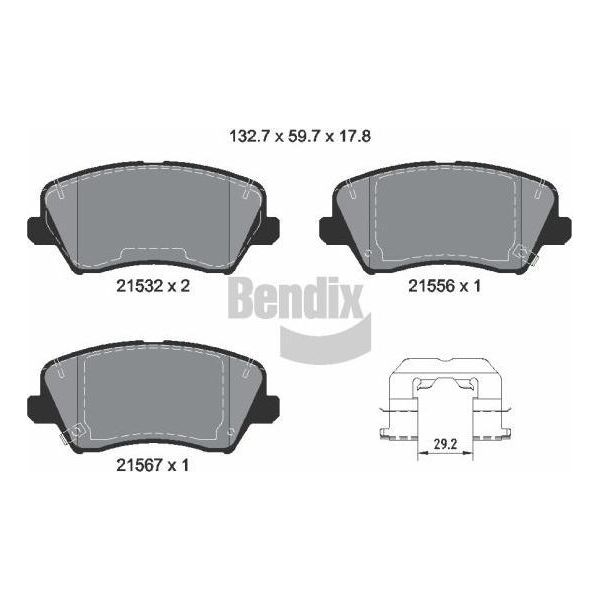 Bendix Braking BPD2470 Set Di Pastiglie Freno, Freno A Disco Oe 58101A5A30 Compatibile Con I30, Ceed, Cerato, Proceed-image