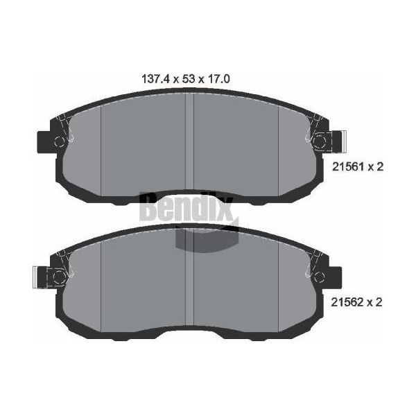 Bendix Braking BPD1112 Set Di Pastiglie Freno, Freno A Disco Oe 410605Y790 Compatibile Con Cefiro, Juke, Maxima, Pulsar, Teana Ii, Tiida-image