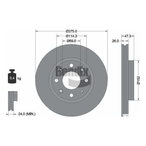 Bendix Braking BDS2049 Disco Freno Oe 517120S100 Compatibile Con Cerato-image